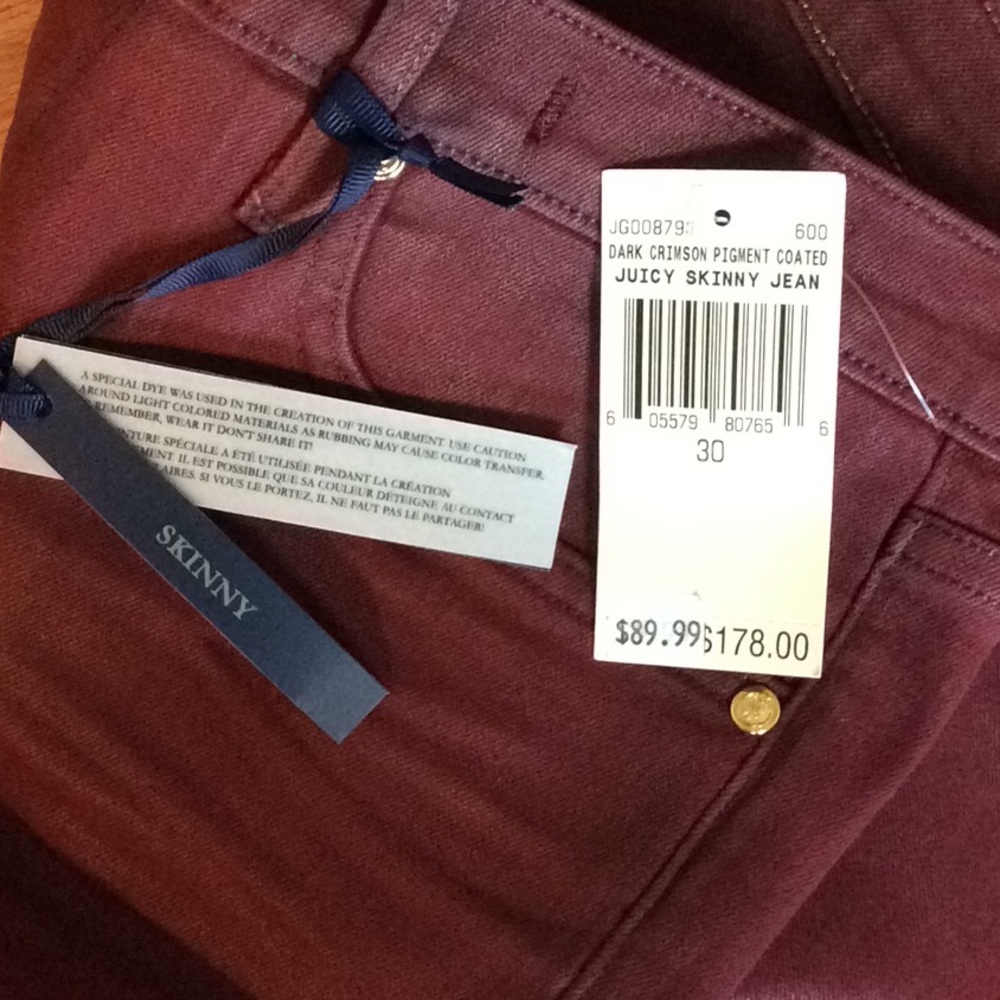 Juicy Couture Skinny Jeans Crimson     NWT - Picture 7 of 7
